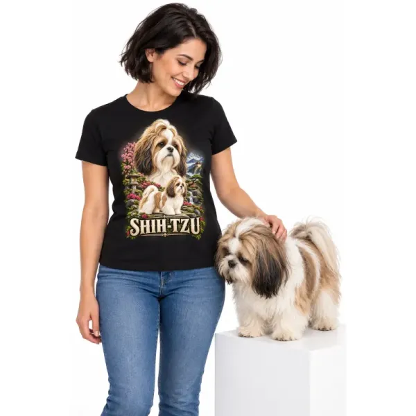 Dámské tričko Shih-tzu – ve svém živlu – člověk se psem