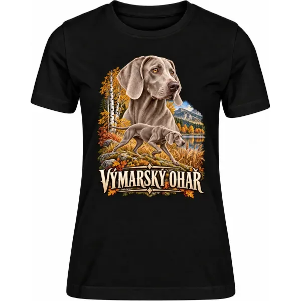 Dámské tričko Výmarský ohař – ve svém živlu – detail trička