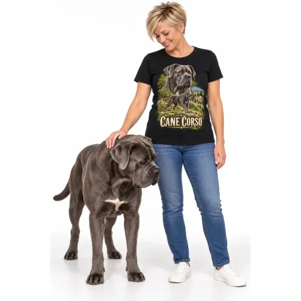 Dámské tričko Cane corso – ve svém živlu – člověk se psem