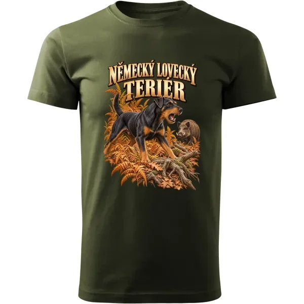 Pánské tričko Německý lovecký teriér – lovecký motiv, military