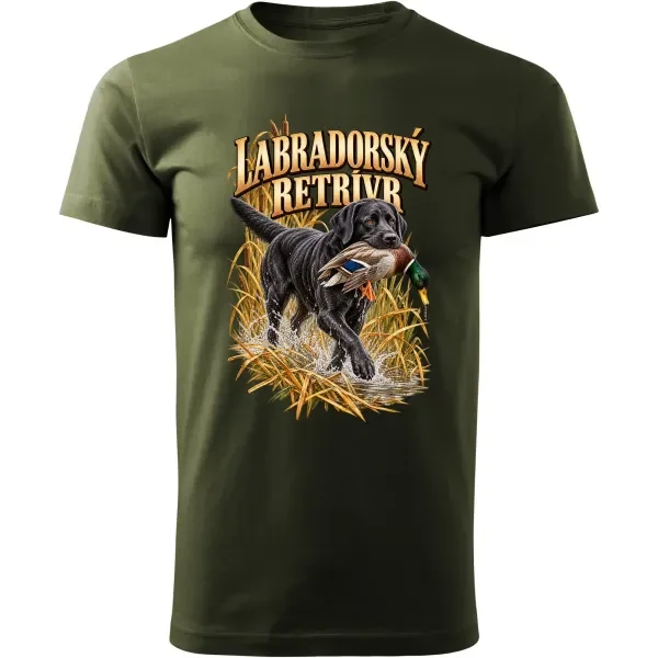 Pánské tričko Labradorský retrívr – lovecký motiv, military