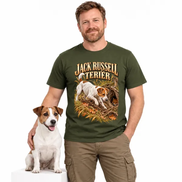 Pánské tričko Jack Russell teriér – lovecký motiv, military