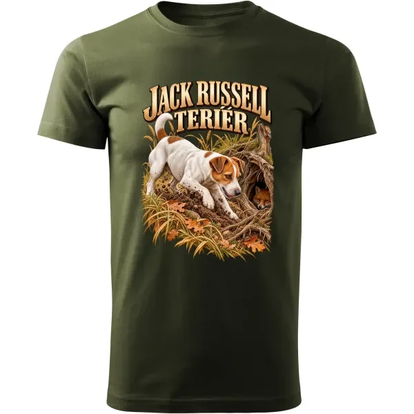 Pánské tričko Jack Russell teriér – lovecký motiv, military