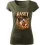Dámské tričko Baset – lovecký motiv, military