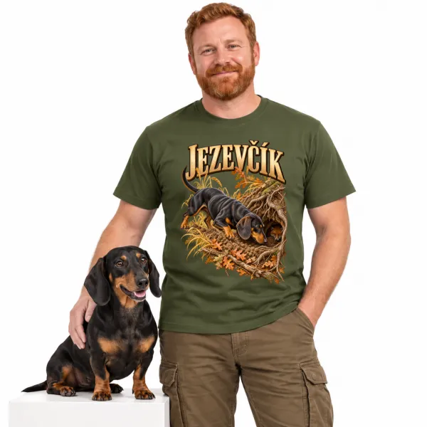Pánské tričko Jezevčík – lovecký motiv, military – katalogový snímek
