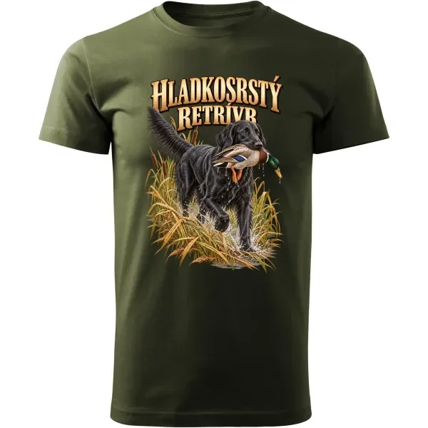 Pánské tričko Hladkosrstý retrívr – lovecký motiv, military