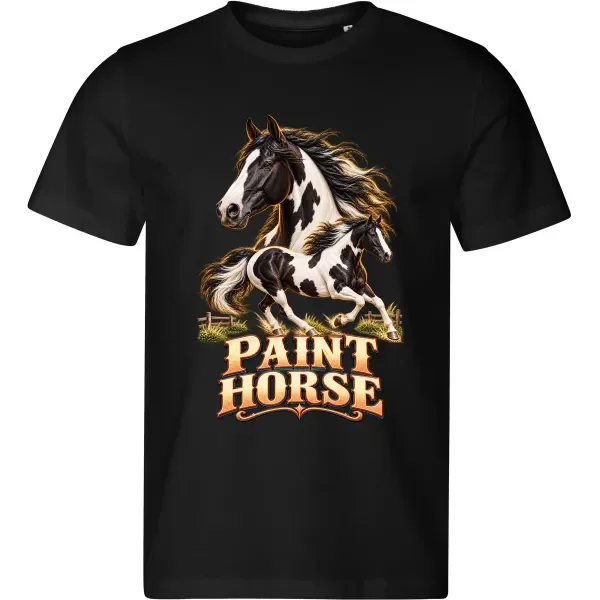Pánské černé tričko s potiskem Paint horse