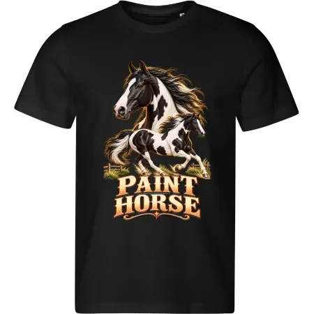 Pánské černé tričko s potiskem Paint horse