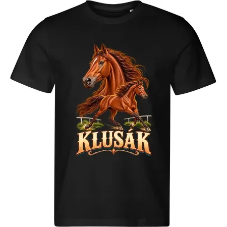 Pánské černé tričko s potiskem Klusák