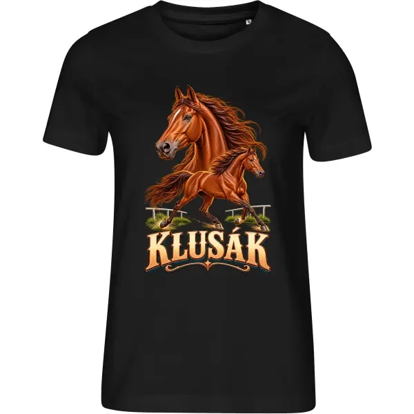 Dámské černé tričko s potiskem Klusák