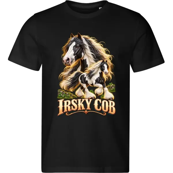 Pánské černé tričko s potiskem Irský cob