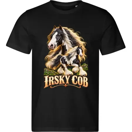 Pánské černé tričko s potiskem Irský cob