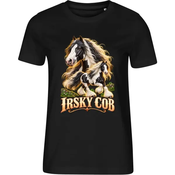 Dámské černé tričko s potiskem Irský cob