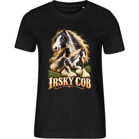 Dámské černé tričko s potiskem Irský cob