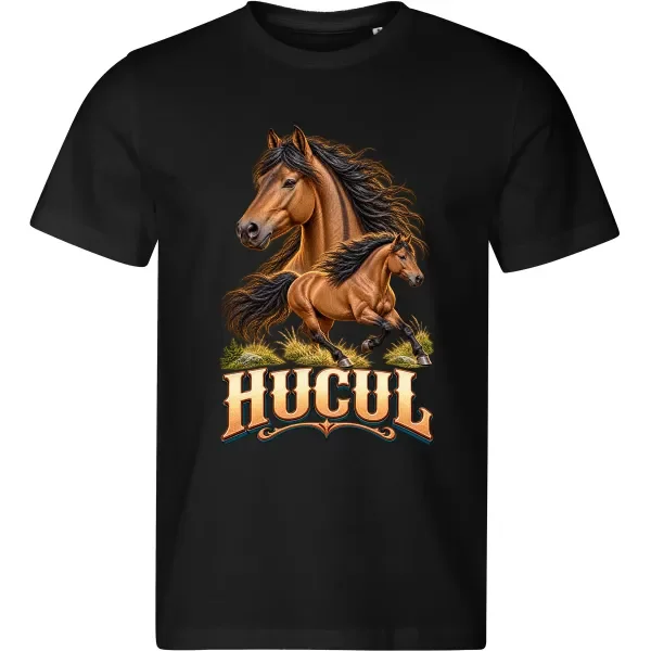 Pánské černé tričko s potiskem Hucul