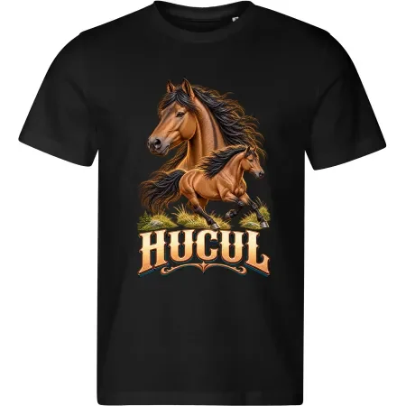 Pánské černé tričko s potiskem Hucul