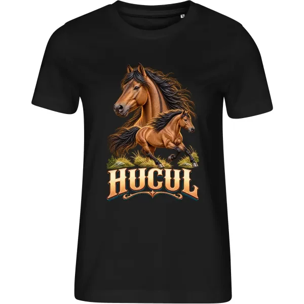 Dámské černé tričko s potiskem Hucul