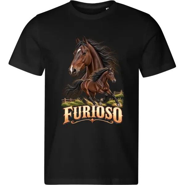 Pánské černé tričko s potiskem Furioso