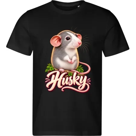 Pánské černé tričko s potiskem Potkan Husky