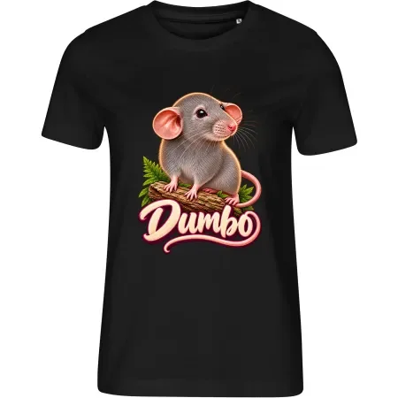 Dámské černé tričko s potiskem Potkan Dumbo