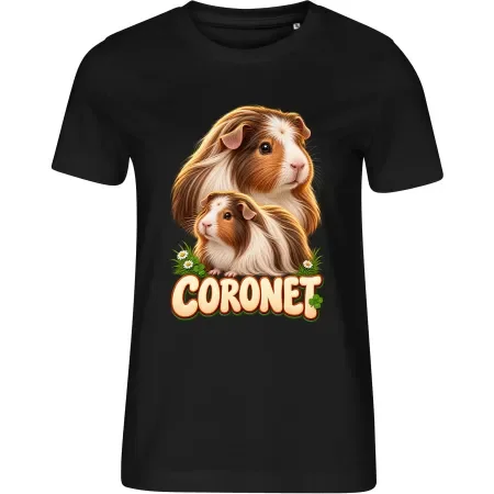 Dámské černé tričko s potiskem Morče Coronet