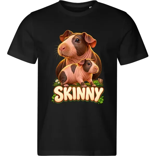 Pánské černé tričko s potiskem Morče Skinny