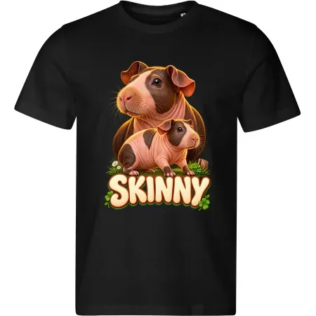 Pánské černé tričko s potiskem Morče Skinny