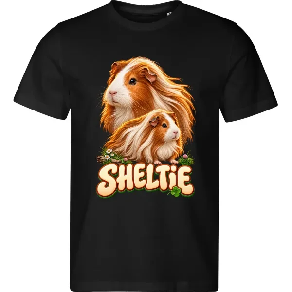 Pánské černé tričko s potiskem Morče Sheltie