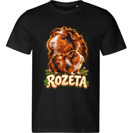Pánské černé tričko s potiskem Morče rozeta