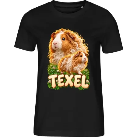 Dámské černé tričko s potiskem Morče Texel