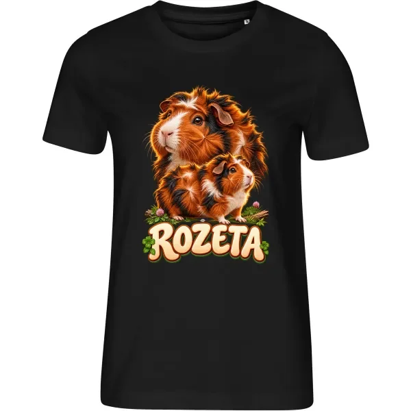 Dámské černé tričko s potiskem Morče rozeta