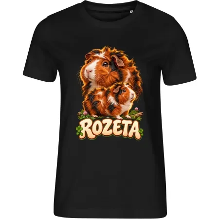 Dámské černé tričko s potiskem Morče rozeta