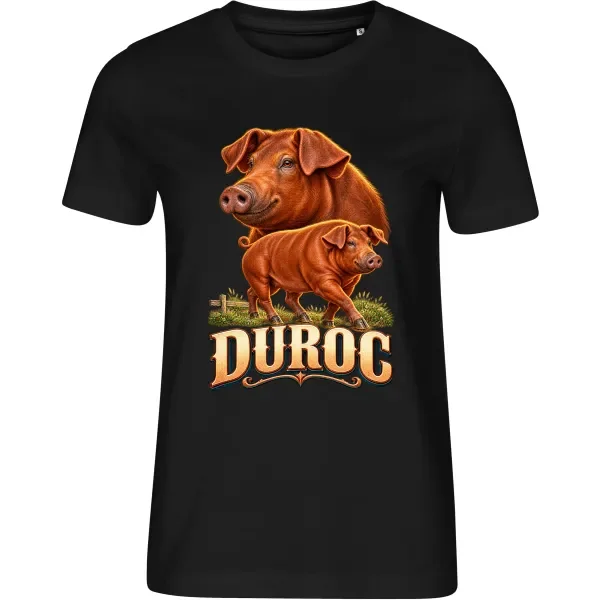 Dámské černé tričko s potiskem Prase Duroc