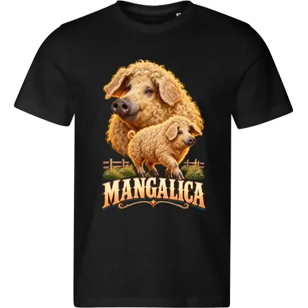 Pánské černé tričko s potiskem Mangalica
