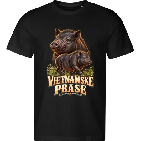 Pánské černé tričko s potiskem Vietnamské prase