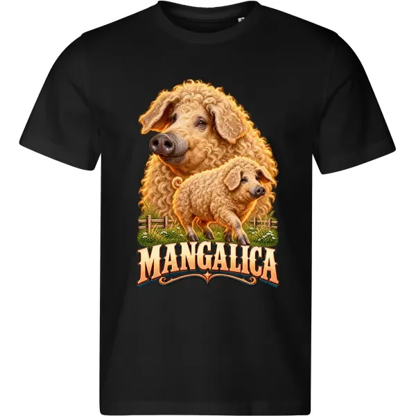 Pánské černé tričko s potiskem Mangalica