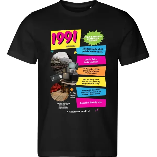 Pánské černé tričko Můj rok 1991 – dárek k narozeninám s retro potiskem