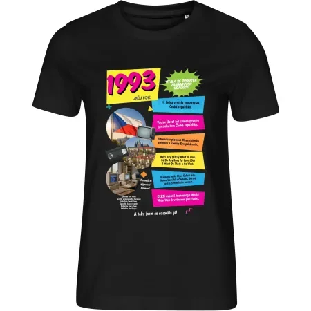 Dámské černé tričko Můj rok 1993 – dárek k narozeninám s retro potiskem