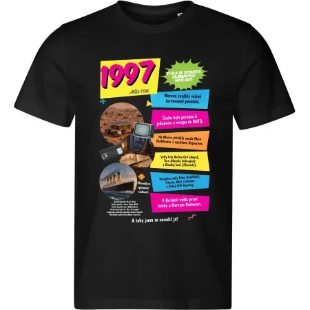 Pánské černé tričko Můj rok 1997 – dárek k narozeninám s retro potiskem