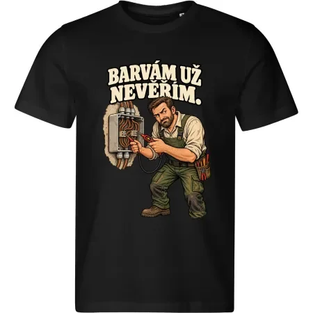 Pánské tričko Barvám už nevěřím – pro elektrikáře – černé MALFINI Edge 813