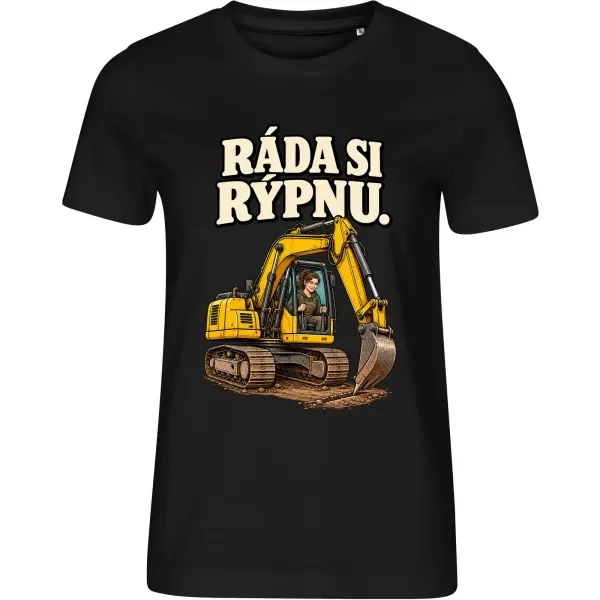 Dámské tričko Ráda si rýpnu – pro bagristku – černé MALFINI Edge 814