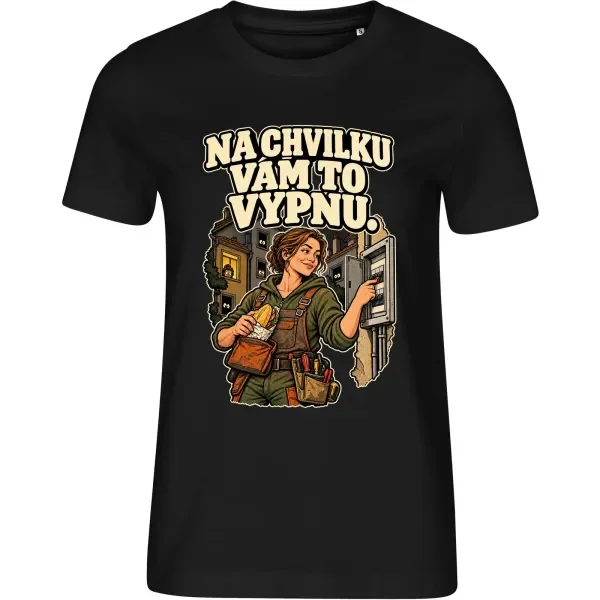 Dámské tričko Na chvilku vám to vypnu – pro elektrikářku – černé MALFINI Edge 814