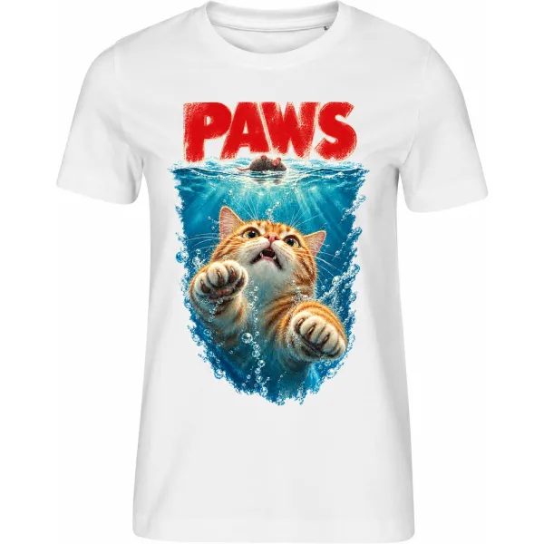 Dámské bílé tričko PAWS – kočičí Čelisti