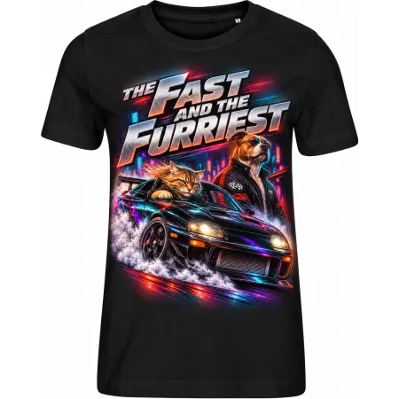 Dámské černé tričko THE FAST AND THE FURRIEST, chlupatí pouliční závodníci