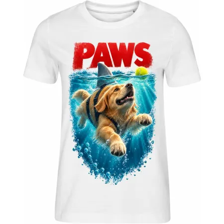 Dámské bílé tričko PAWS, pes s ploutví