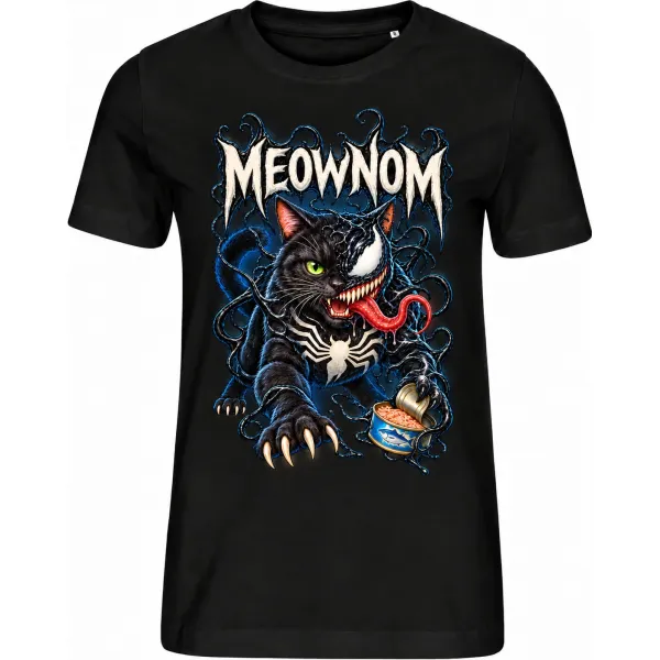 Dámské černé tričko MEOWNOM – kočičí symbiont