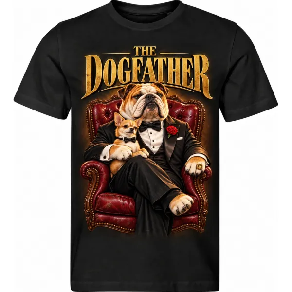 Pánské černé tričko THE DOGFATHER, psí mafián