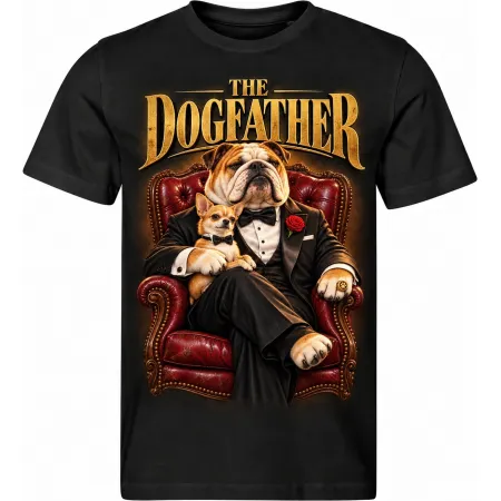 Pánské černé tričko THE DOGFATHER, psí mafián