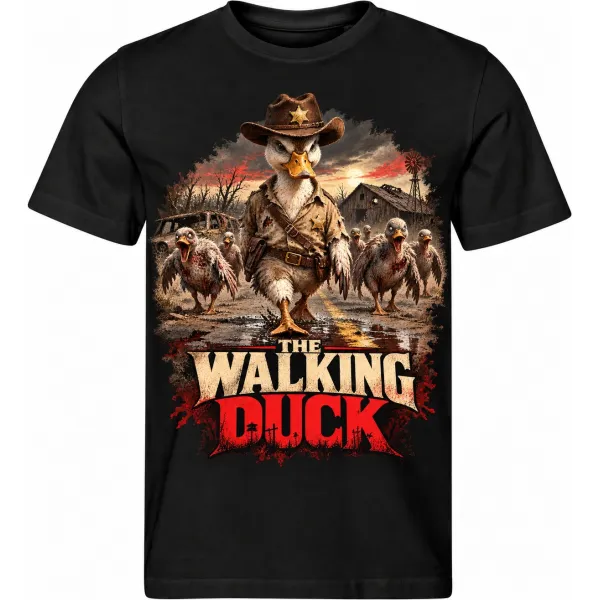 Pánské černé tričko THE WALKING DUCK – kachní zombie apokalypsa
