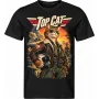 Pánské černé tričko TOP CAT, kočka v pilotní bundě